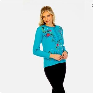 NWT Johnny Was Ulla Raw Seam Henley Thermal Tee